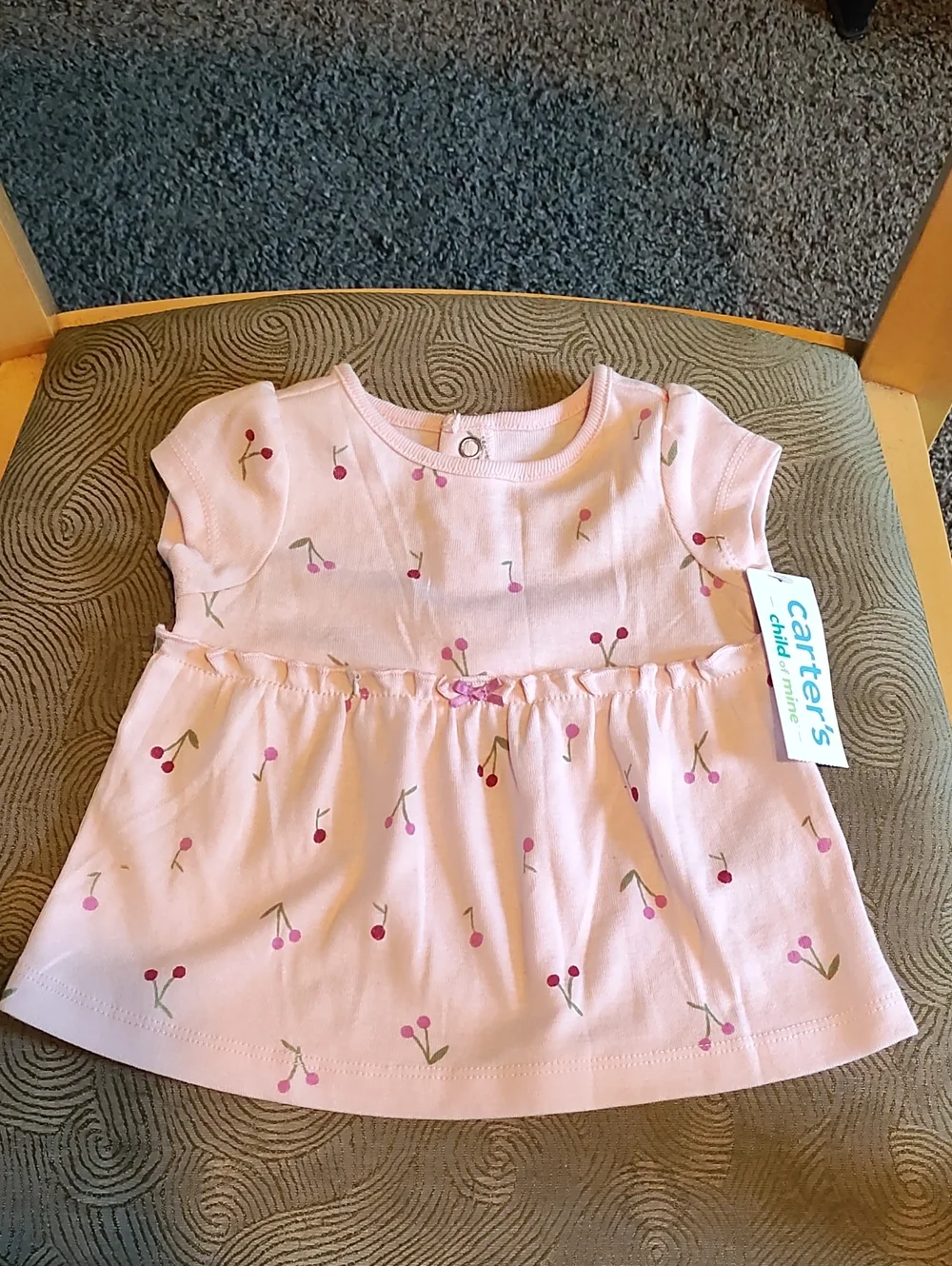 Carter's Child Of Mine Baby Pink Cherry Print Dressy Dress 0-3 Months Old